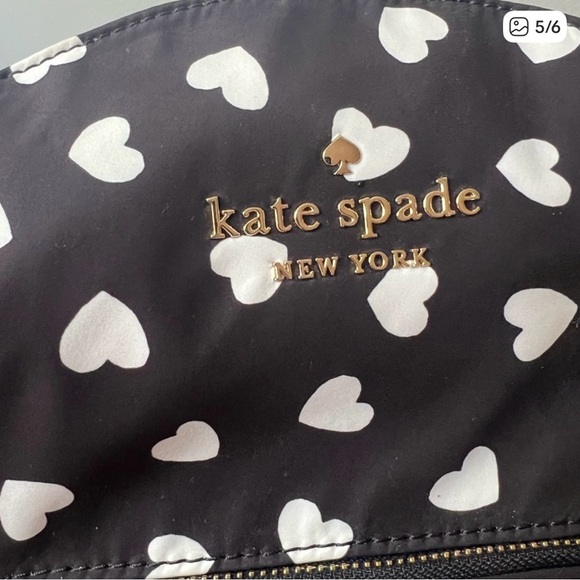 Kate Spade Heart Patterned Backpack in Black and Cream - Picture 5 of 8